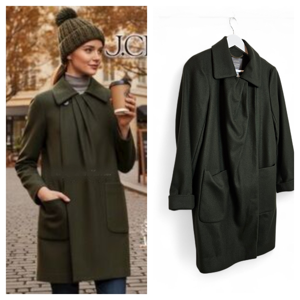 J.Crew Coat Womens 2 Nello Gori Wool Cashmere Double Breasted Green Quiet Luxury